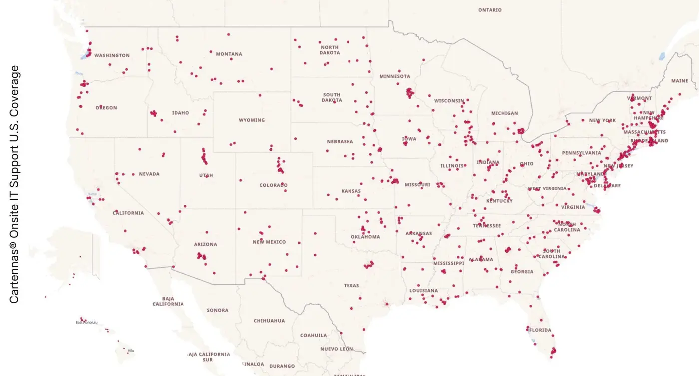 Cartennas onsite IT support coverage across the United States
